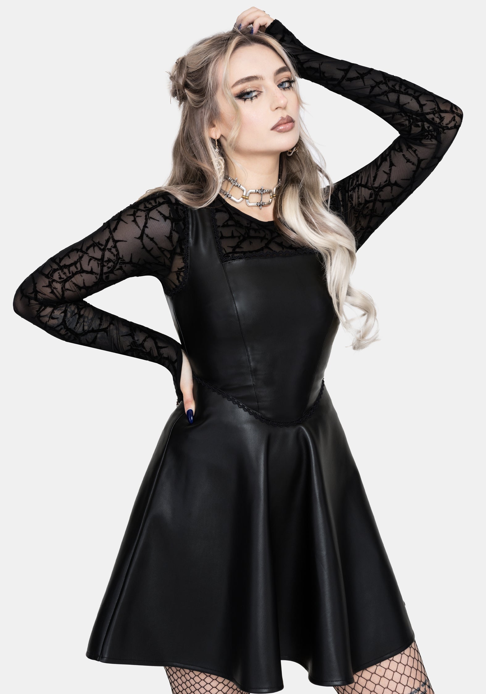 Veluna Korsett Taille Kunstleder Mini Kleid