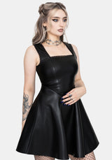 Veluna Corset Waist PU Mini Dress