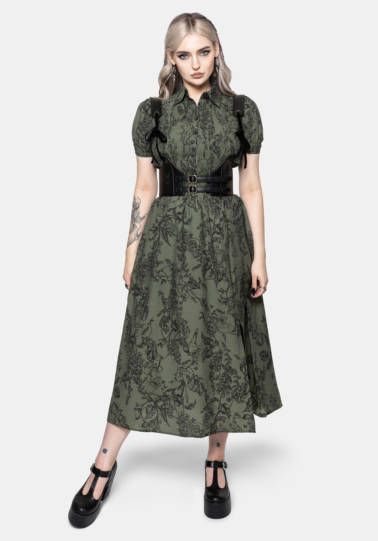 Orla Fingerhut Potion Druck Gerafft Mieder Midaxi Kleid