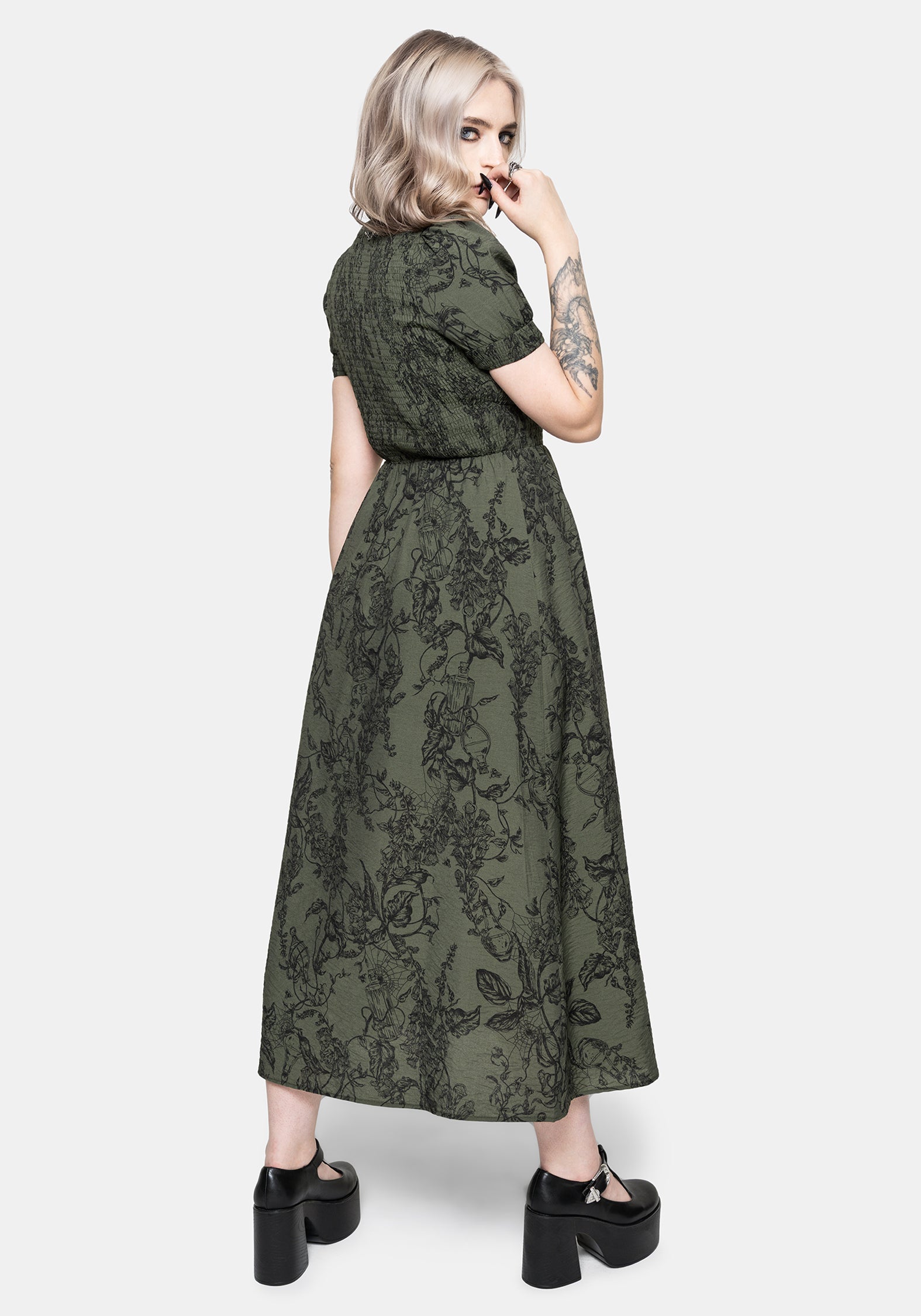 Orla Fingerhut Potion Druck Gerafft Mieder Midaxi Kleid