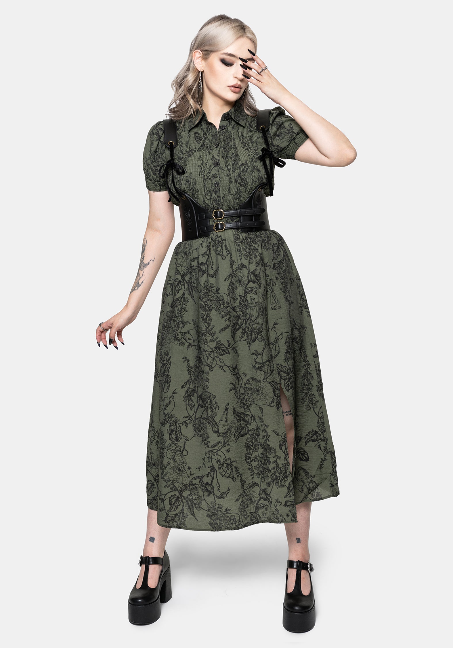 Orla Fingerhut Potion Druck Gerafft Mieder Midaxi Kleid