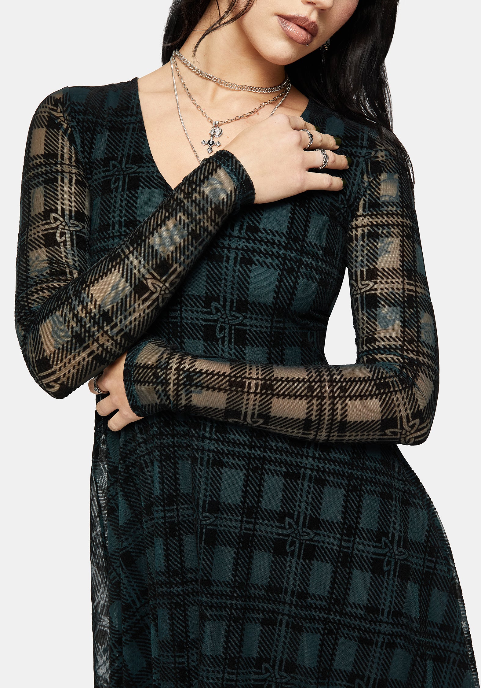 Vesica Beflockt Hexen Knot Taschentuch Saum Midi Kleid