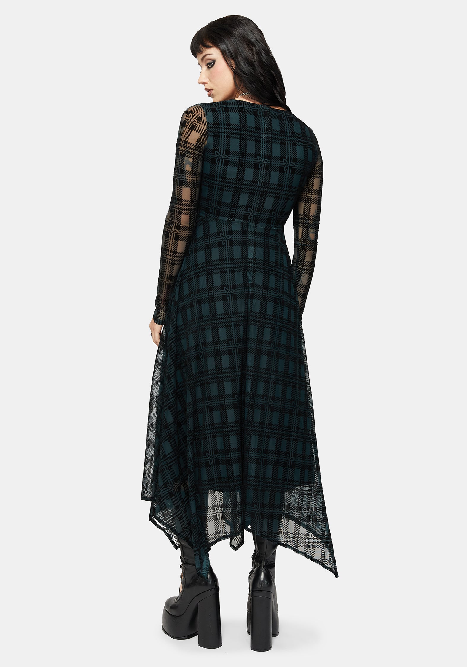 Vesica Beflockt Hexen Knot Taschentuch Saum Midi Kleid