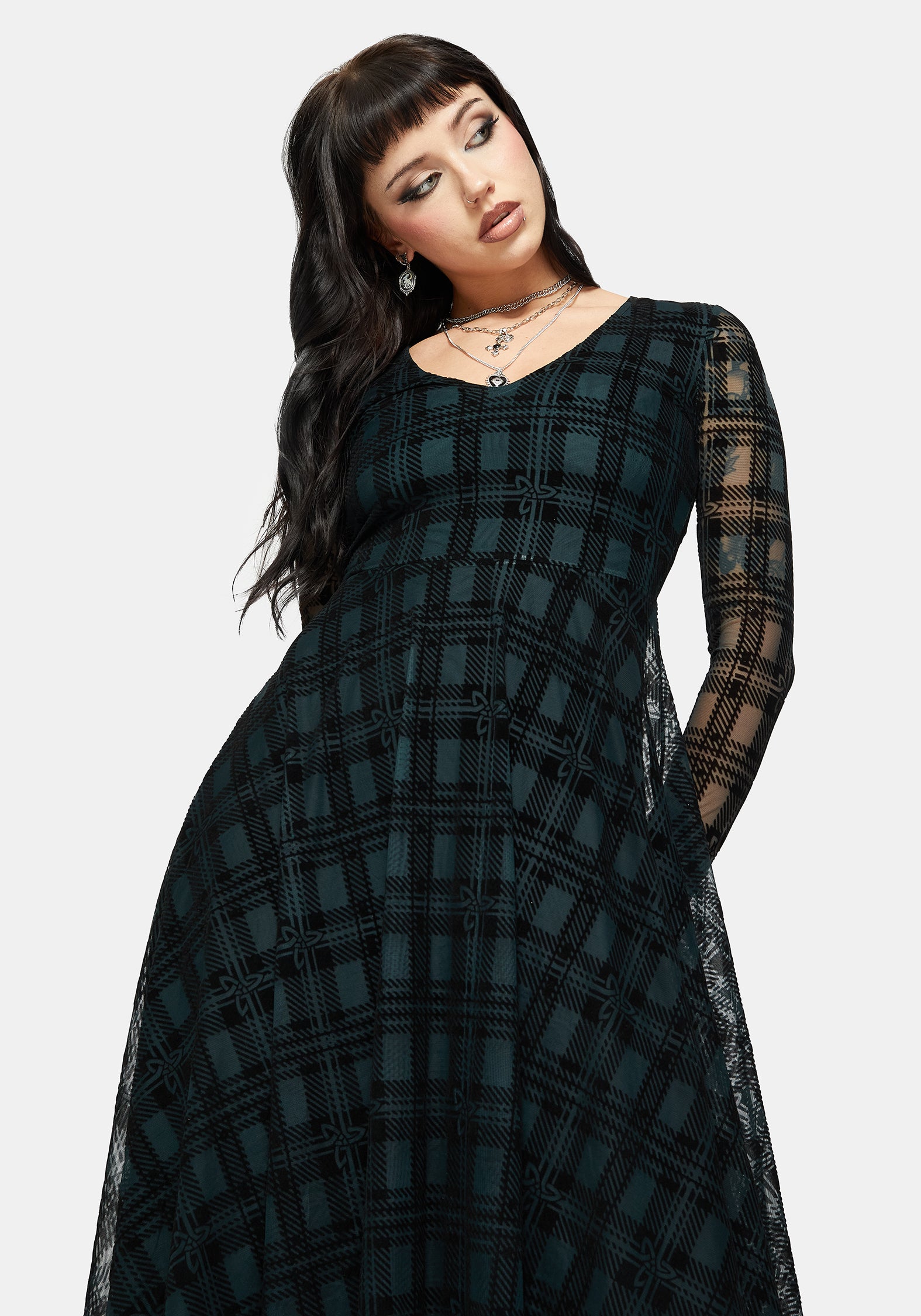 Vesica Beflockt Hexen Knot Taschentuch Saum Midi Kleid