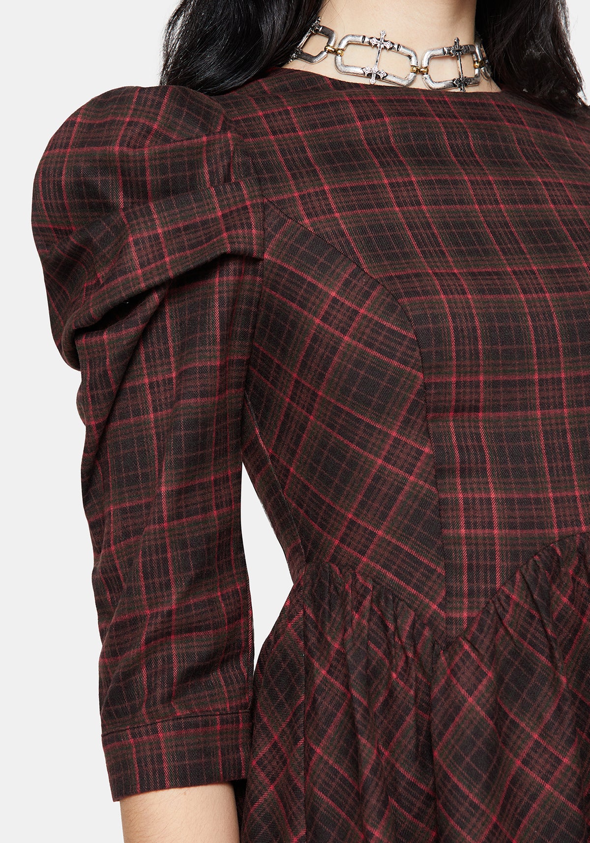 Bonnie Mutton Ärmel Prüfen Mini Kleid