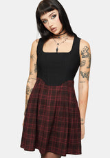 Bonnie Mixed Korsett Prüfen Plissiert Mini Kleid