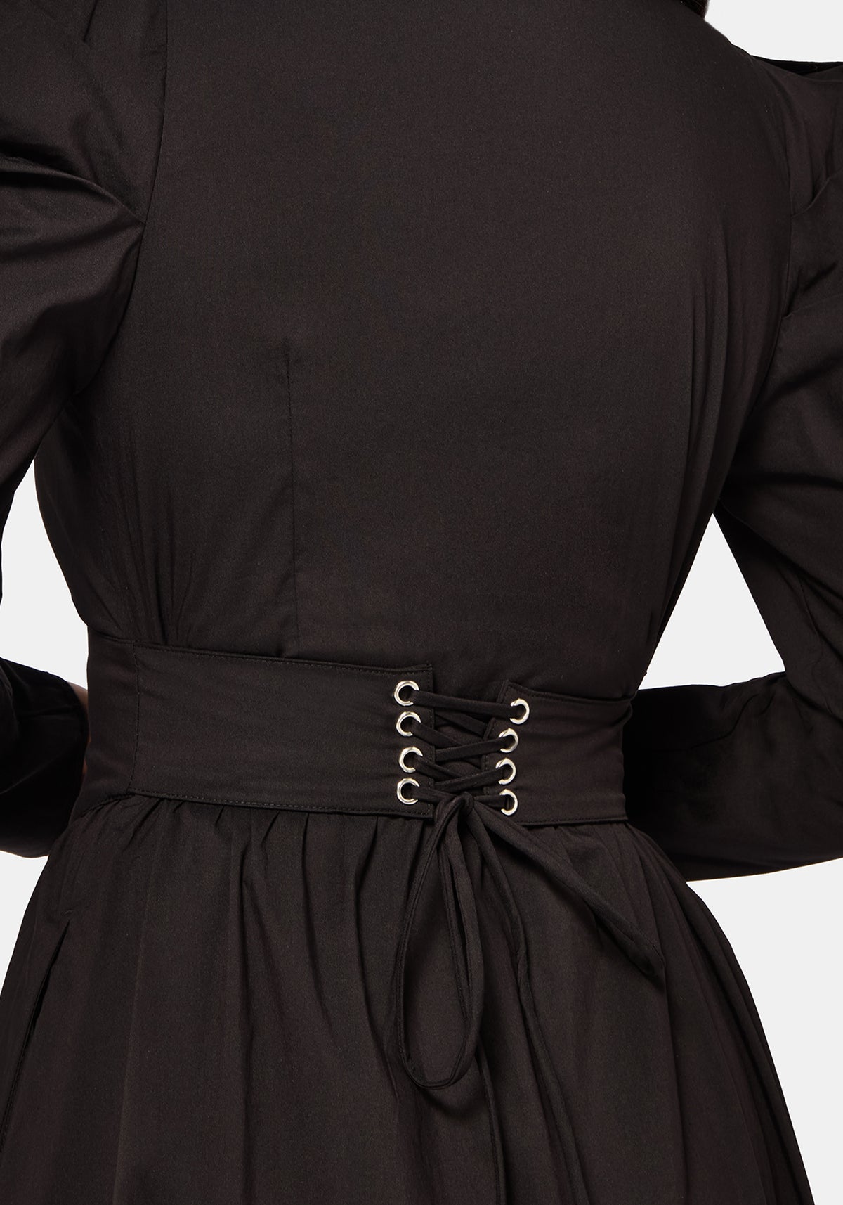 Morag Knopf Hoch Mutton Ärmel Baumwolle Midi Kleid
