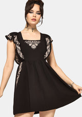 Bladeborn Embroidered Ruffle Front Mini Dress EU 38