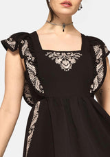 Bladeborn Bestickt Rüsche Vorderseite Mini Kleid