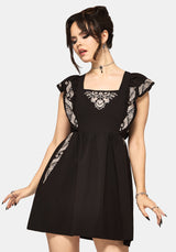 Bladeborn Bestickt Rüsche Vorderseite Mini Kleid