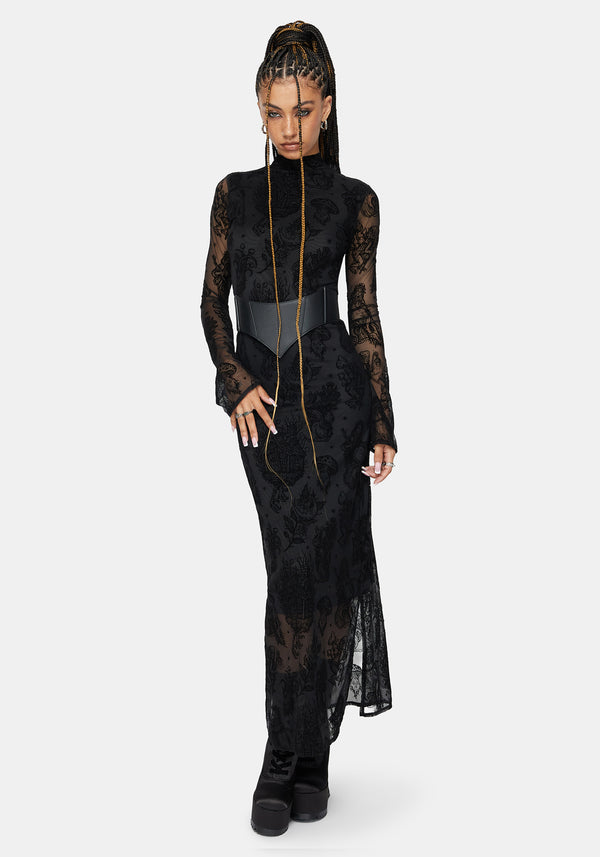 rosaleigh flock velour mesh short sleeved midaxi dress Rosaleigh Flock Velour Mesh Midaxi Dress