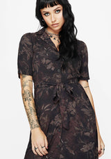 Ashmire Wald Motte Druck Midi Gürtel Hemd Kleid