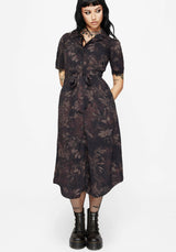 Ashmire Wald Motte Druck Midi Gürtel Hemd Kleid