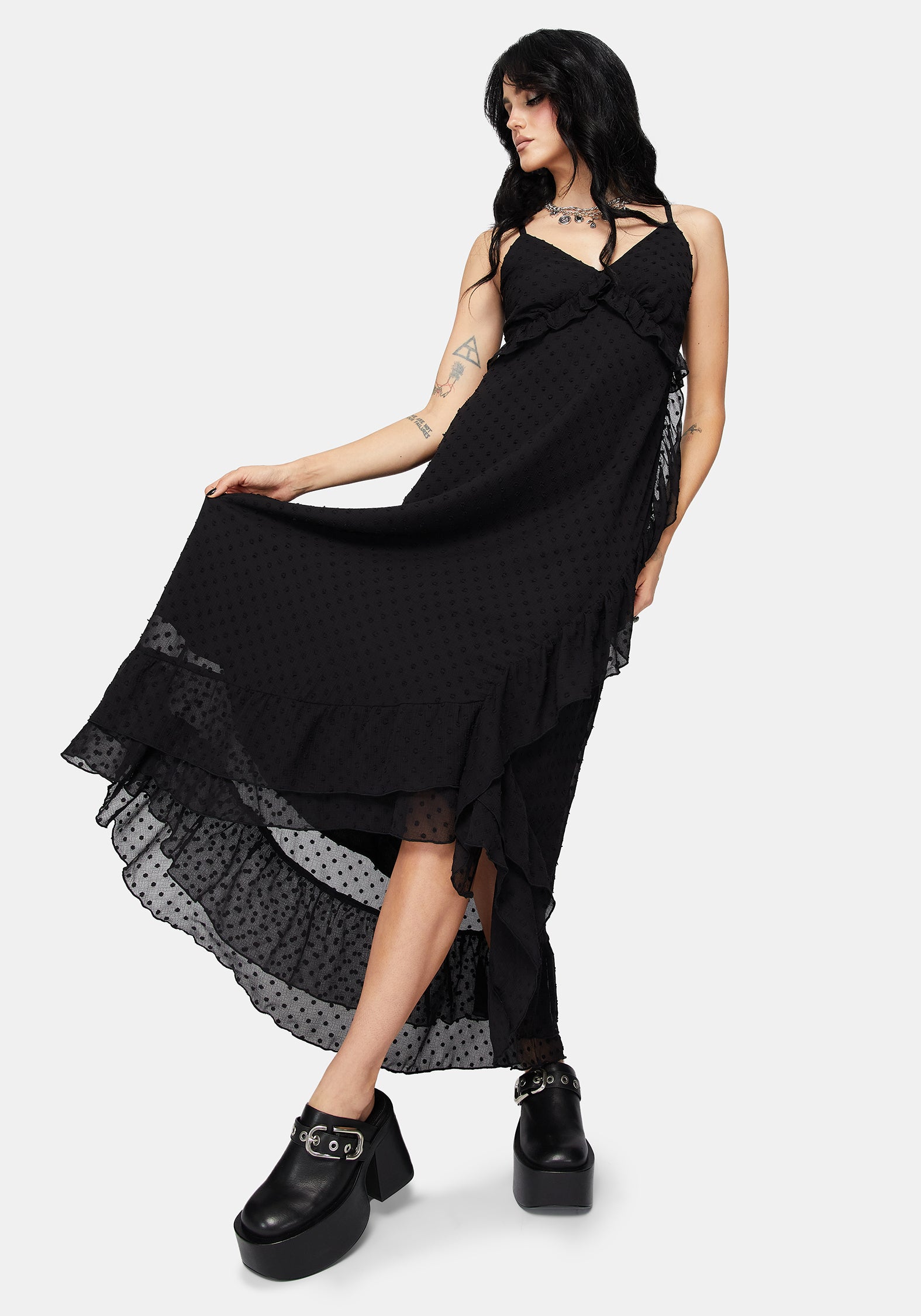Reck Dobby Rüsche Cami Kleid
