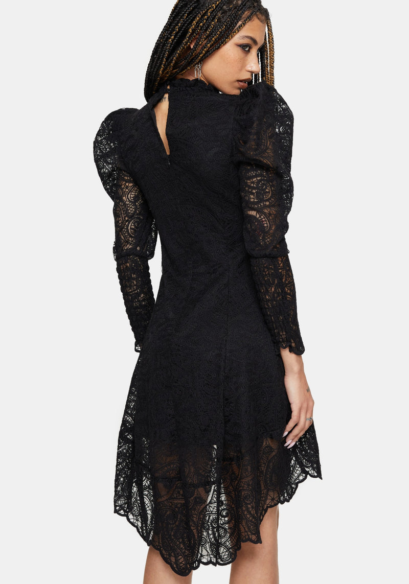 Victoriana High Neck Lace Mini Dress