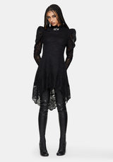 Victoriana High Neck Lace Mini Dress