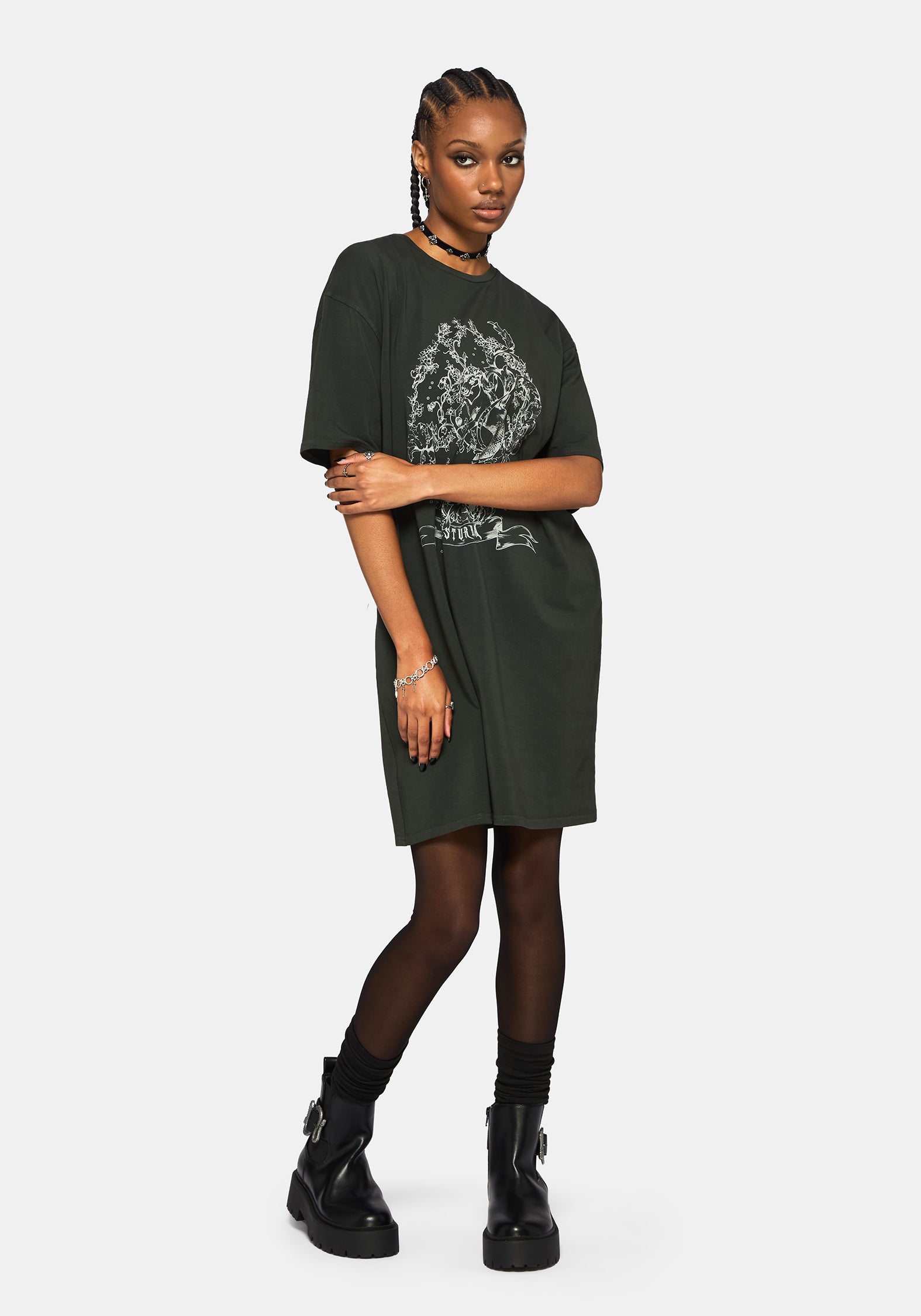 Merunicorn Enchanted Wald Bedruckt T-Shirt Kleid