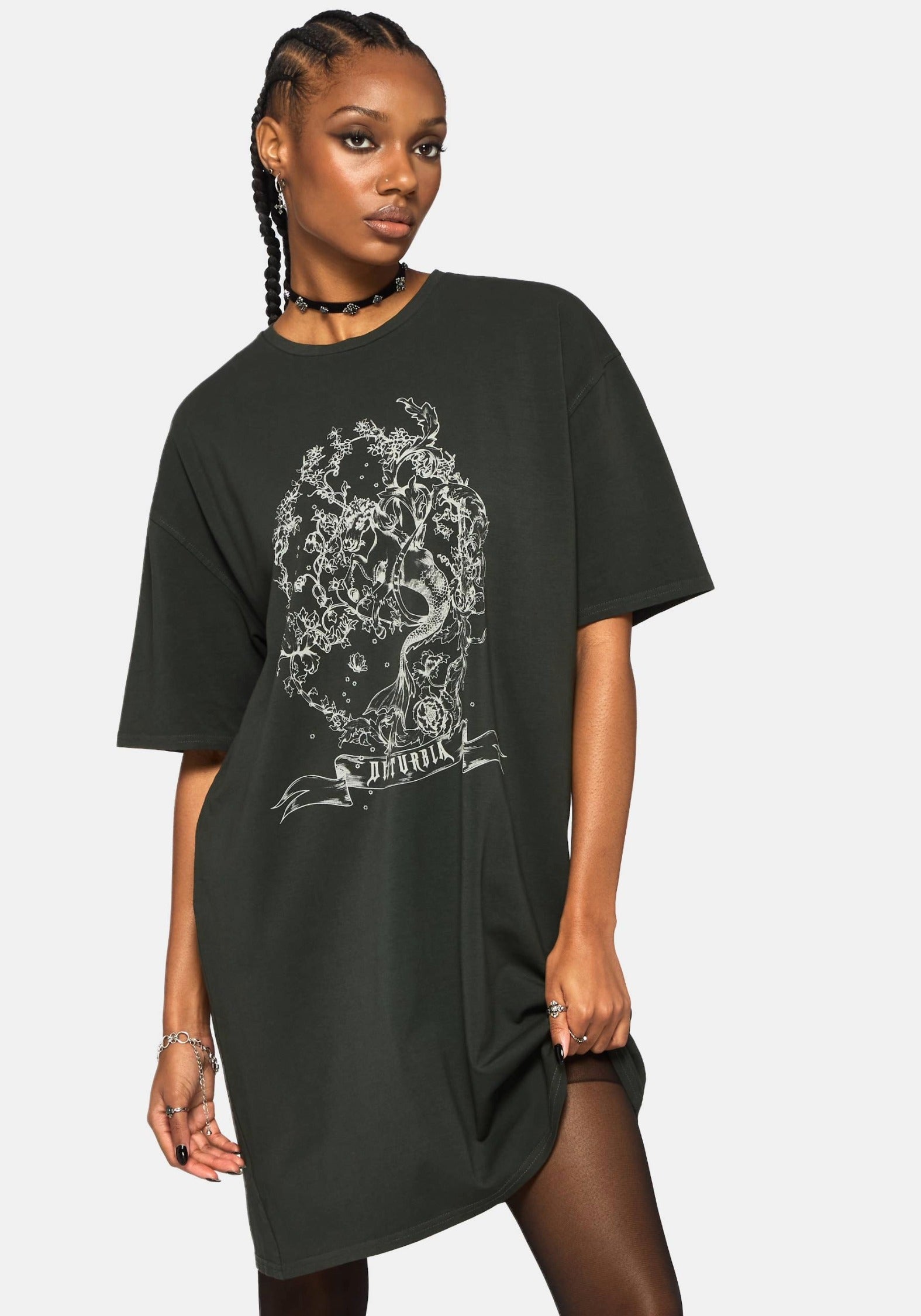 Merunicorn Enchanted Wald Bedruckt T-Shirt Kleid