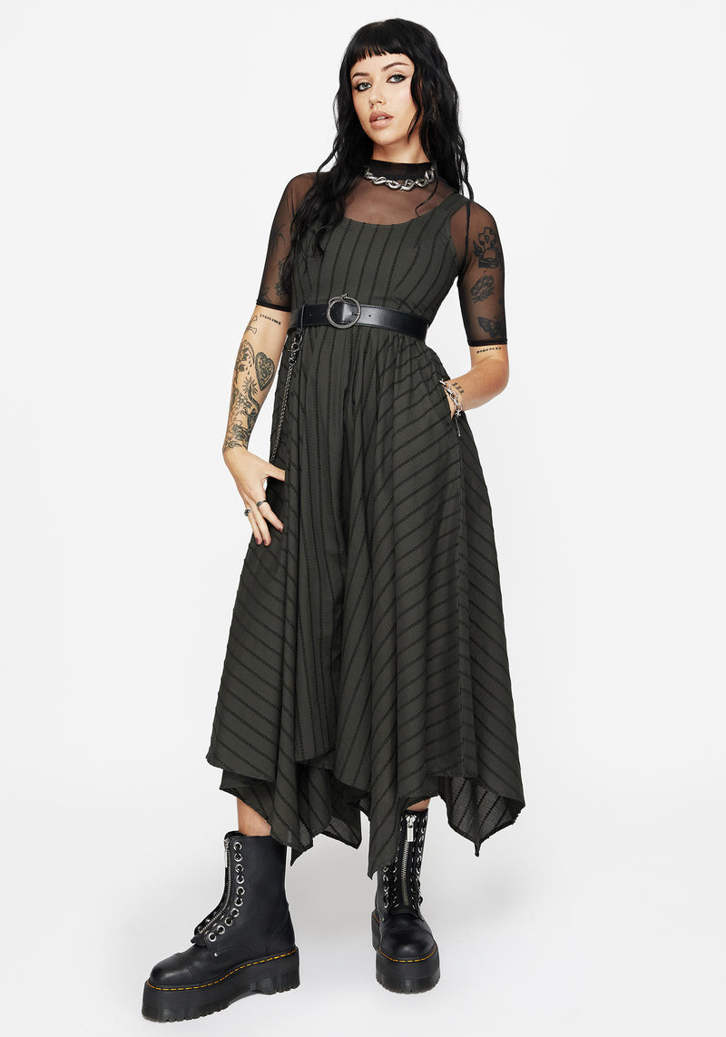 Blythe Cotton Handkerchief Hem Midaxi Dress - Dark Green