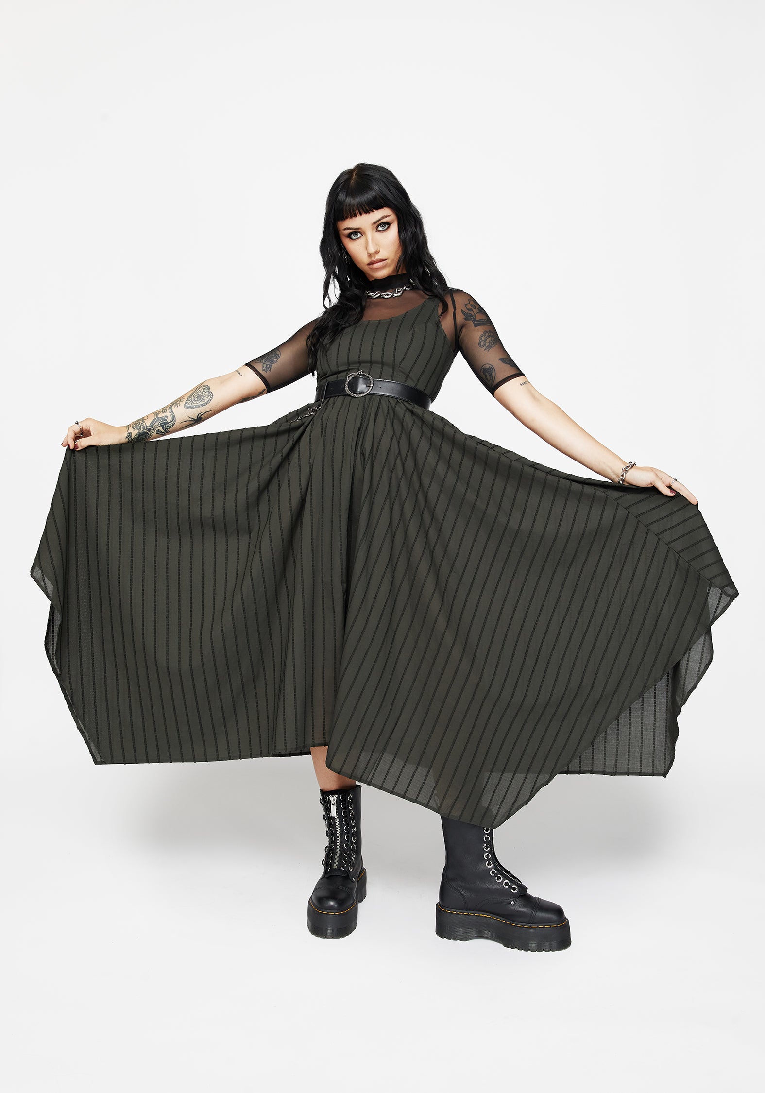 Blythe Cotton Handkerchief Hem Midaxi Dress - Dark Green