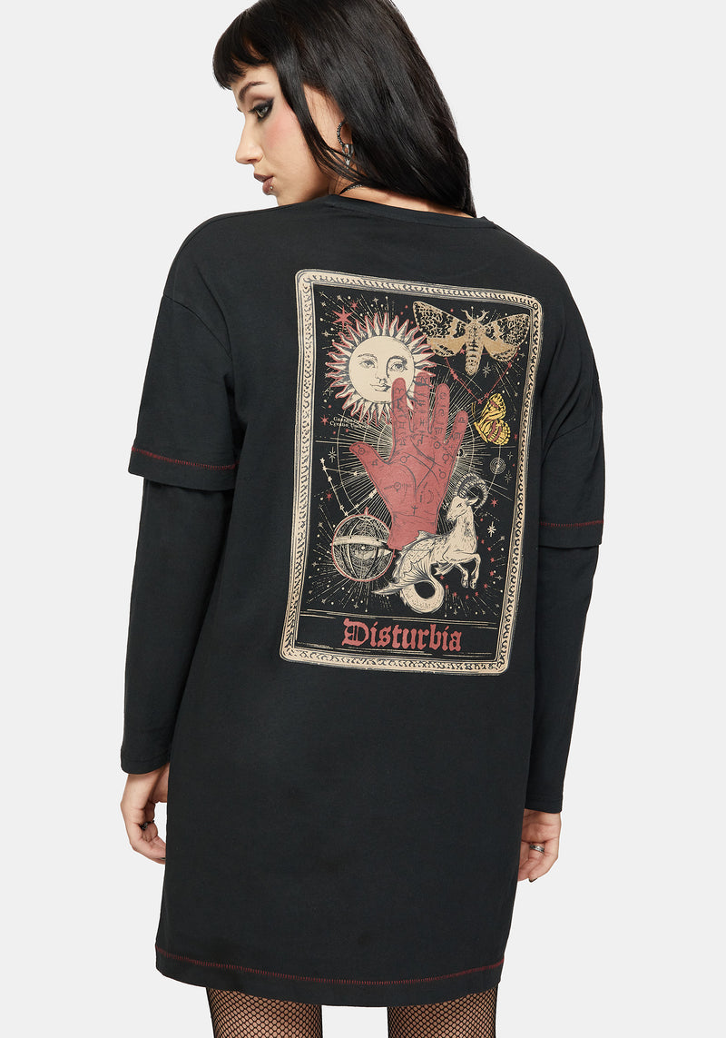 Temperance Tarot Graphic Long Sleeve Tee Dress – Disturbia
