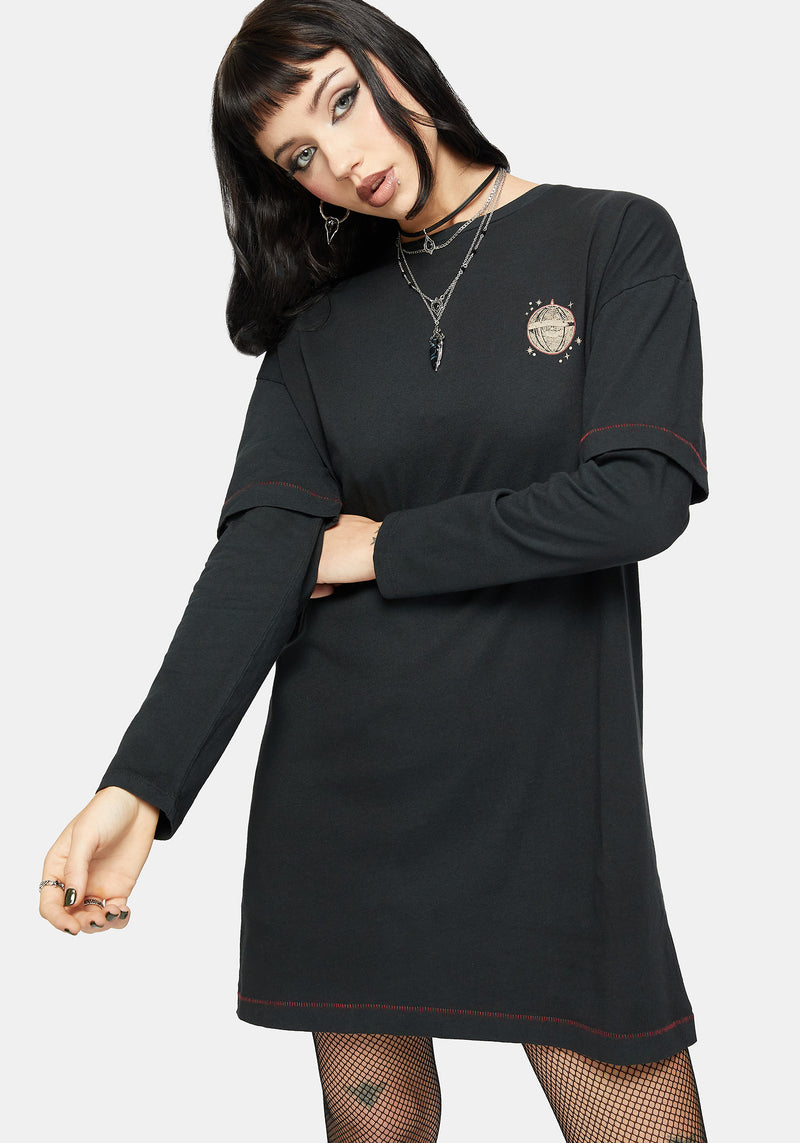 Temperance Tarot Graphic Long Sleeve Tee Dress – Disturbia