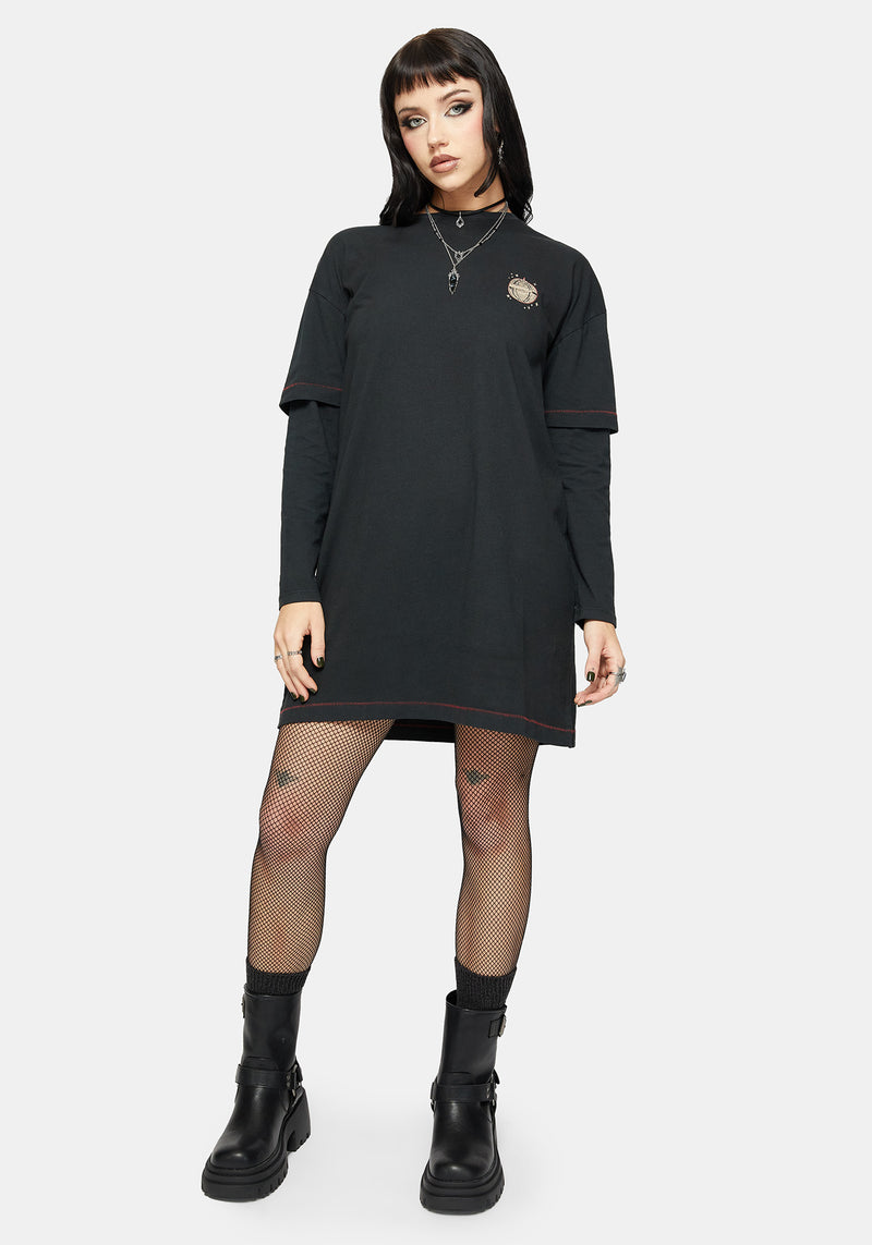 Temperance Tarot Graphic Long Sleeve Tee Dress  Disturbia