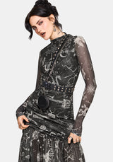 Isolde Mittelalterlich Map Mesh Midaxi Kleid
