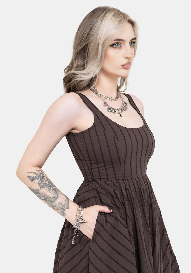 Blythe Handkerchief Hem Midaxi Dress - Brown  Disturbia