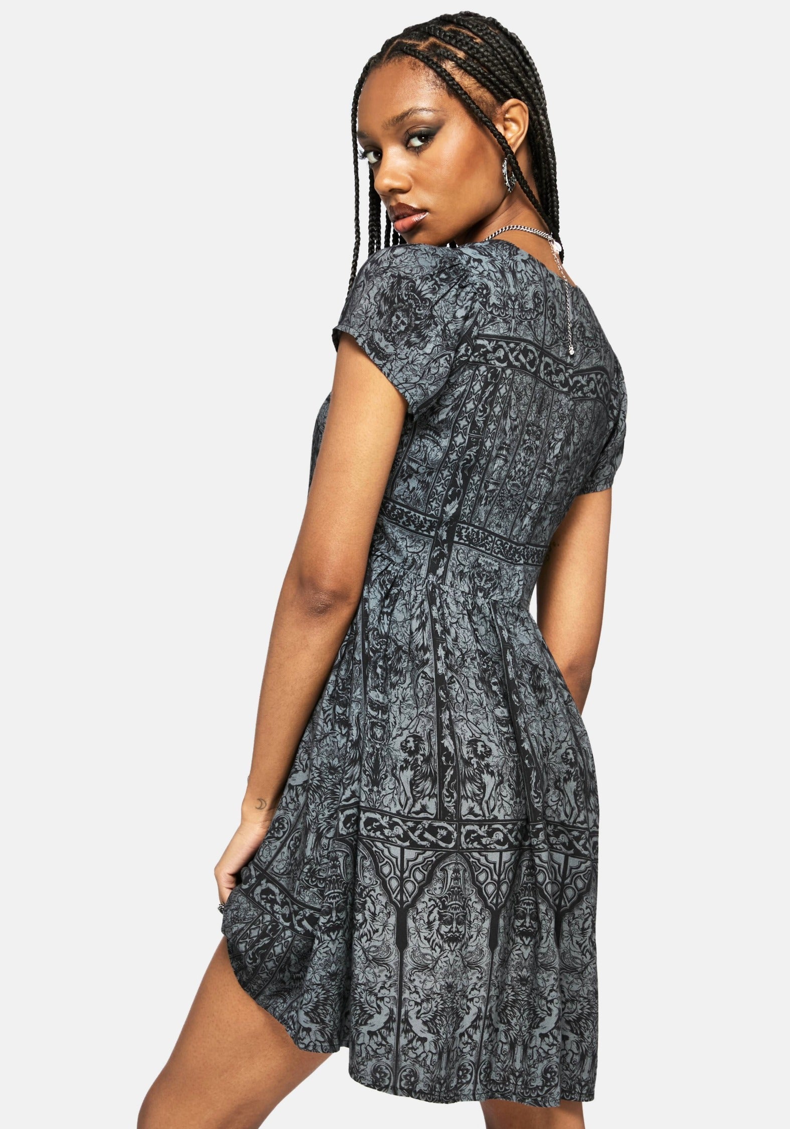 Fracture Cathedral Druck Rüsche Mini Kleid