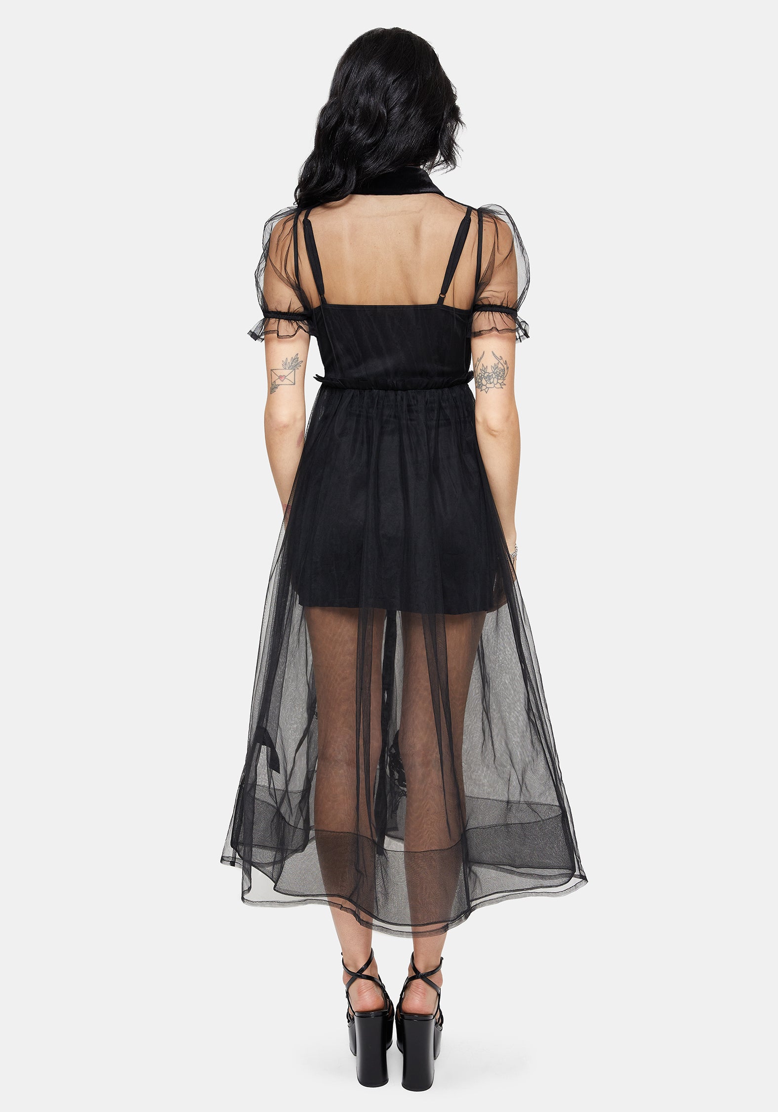 Aria Bestickt Tüll Knopf Hoch Midaxi Hemd Kleid