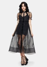 Aria Embroidered Tulle Button Up Midaxi Shirt Dress