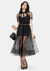 Aria Embroidered Tulle Button Up Midaxi Shirt Dress