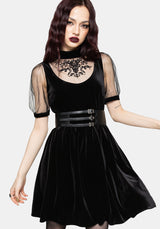 Trixie Velours Mesh Bestickt Mini Rüsche Kleid