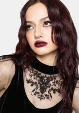 Trixie Velours Mesh Bestickt Mini Rüsche Kleid