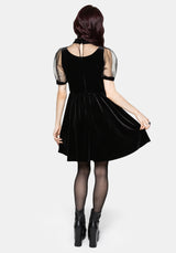 Trixie Velours Mesh Bestickt Mini Rüsche Kleid