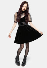 Trixie Velours Mesh Bestickt Mini Rüsche Kleid