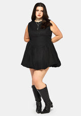 Ailis Ballon Saum Bestickt Mini Kleid
