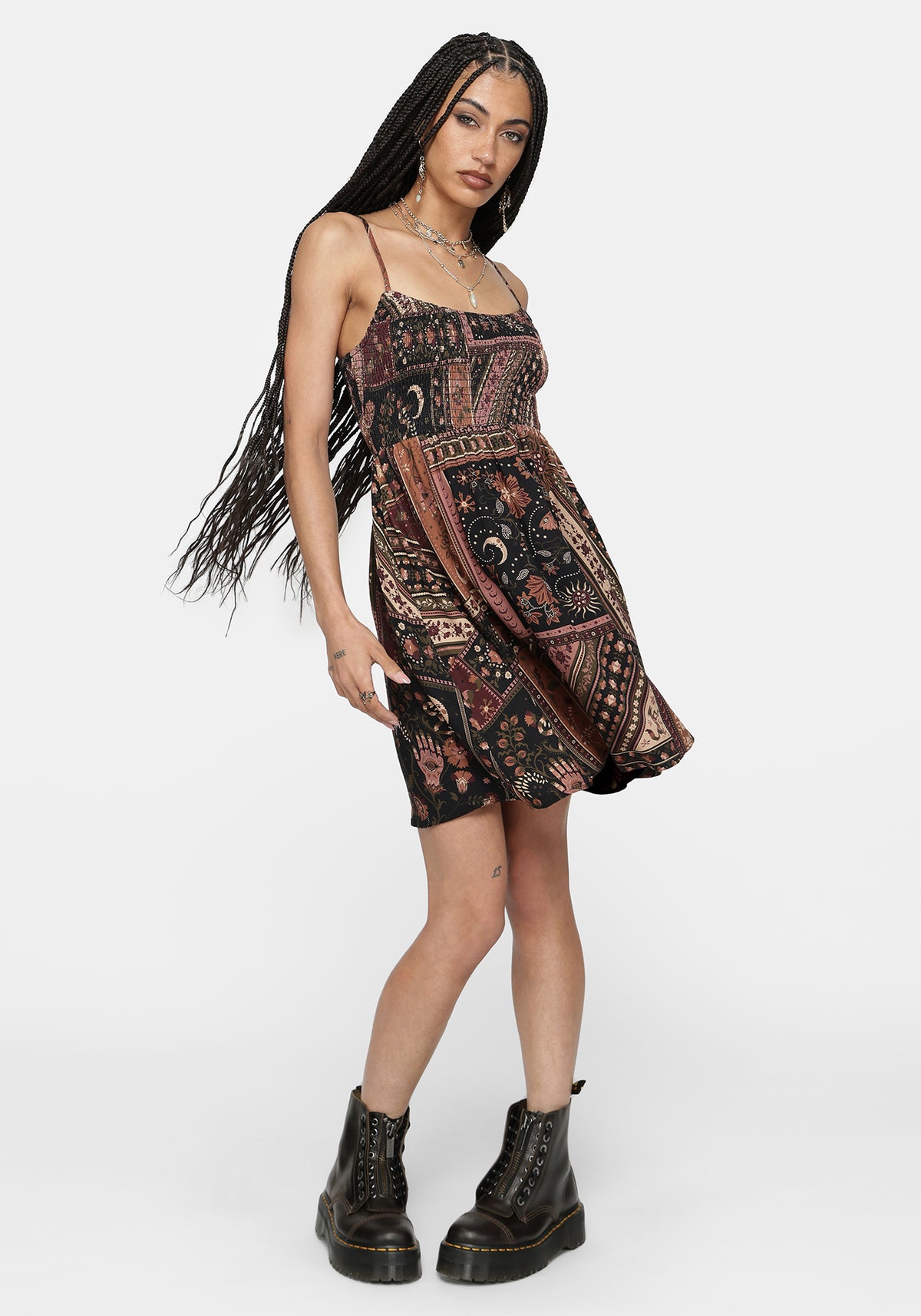 Nola Folklore Patchwork Print Minikleid