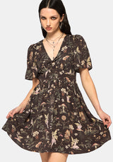 Faela Fee V-Ausschnitt Krawatte Mini Kleid