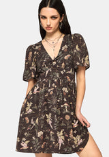 Faela Fee V-Ausschnitt Krawatte Mini Kleid