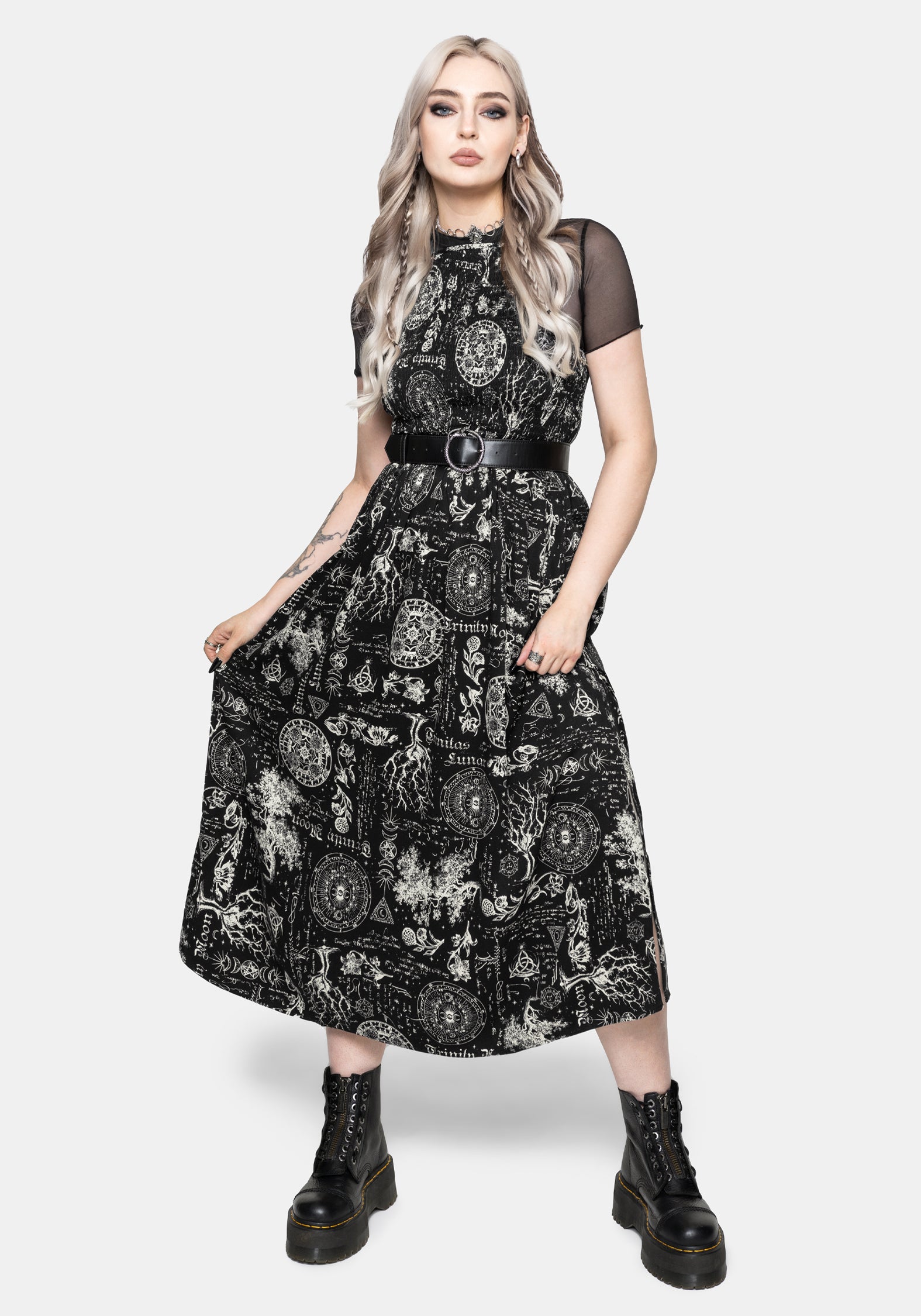 Trinity Mond Gerafft Rückenausschnitt Midi Kleid
