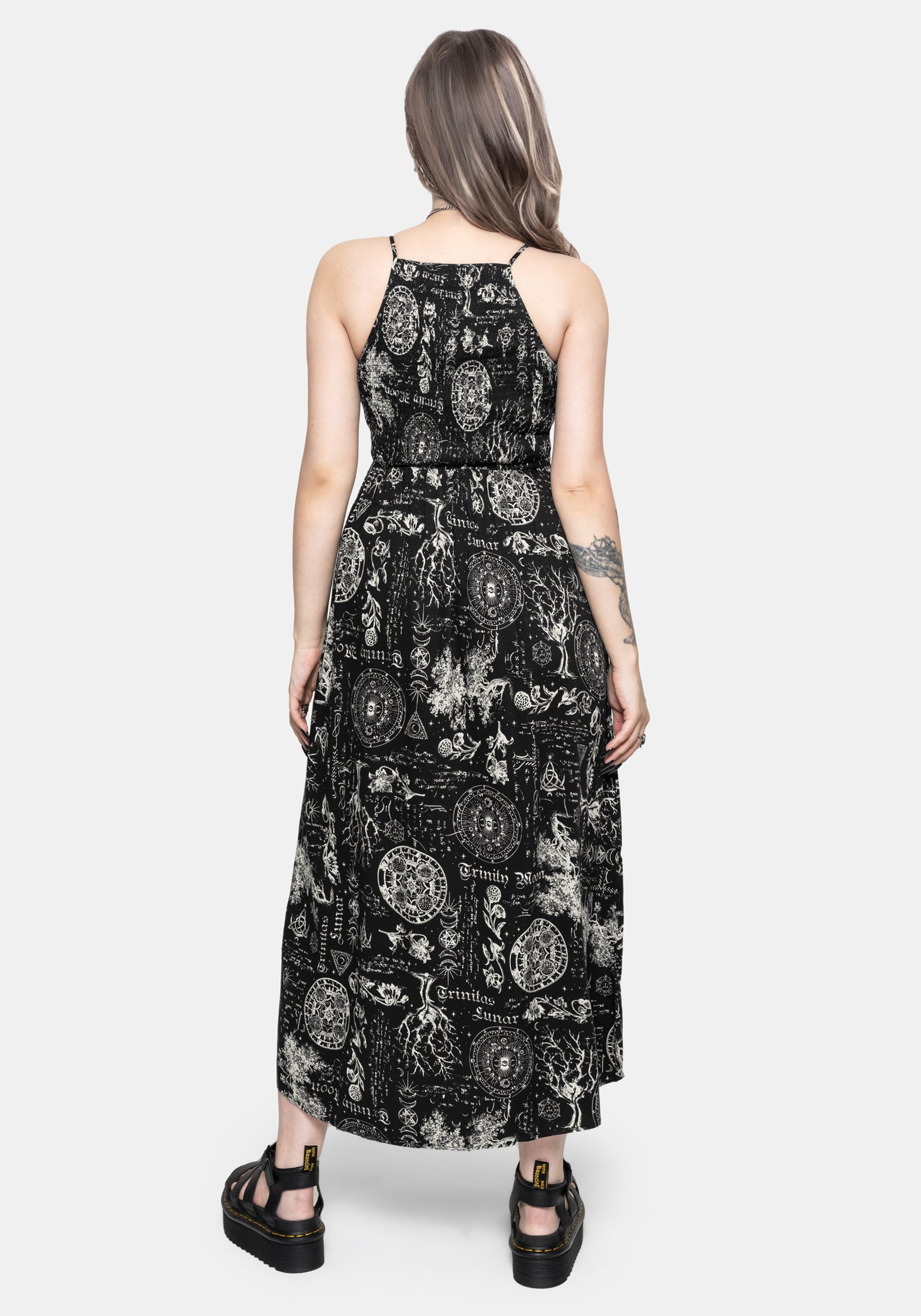 Trinity Mond Gerafft Rückenausschnitt Midi Kleid