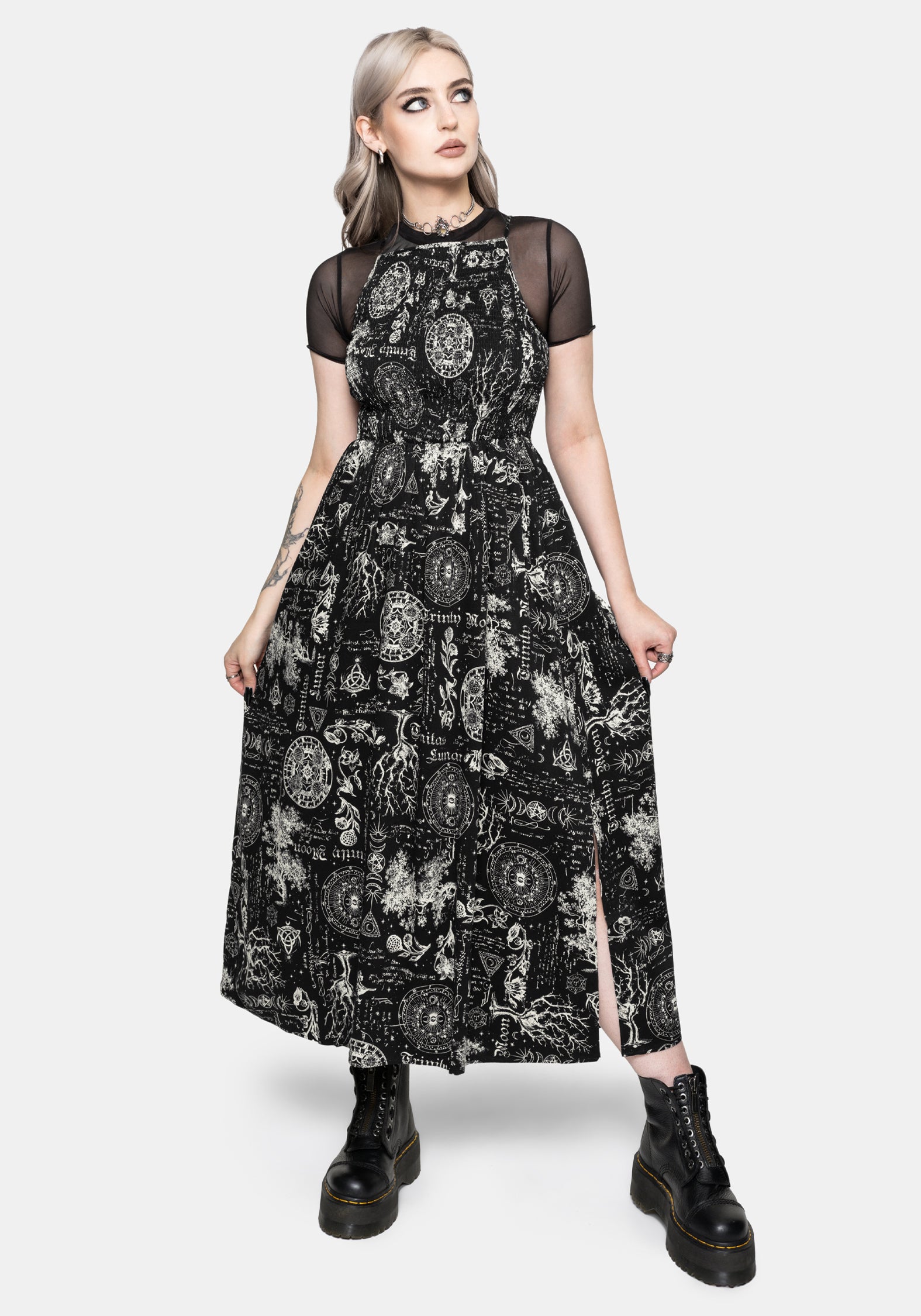 Trinity Mond Gerafft Rückenausschnitt Midi Kleid