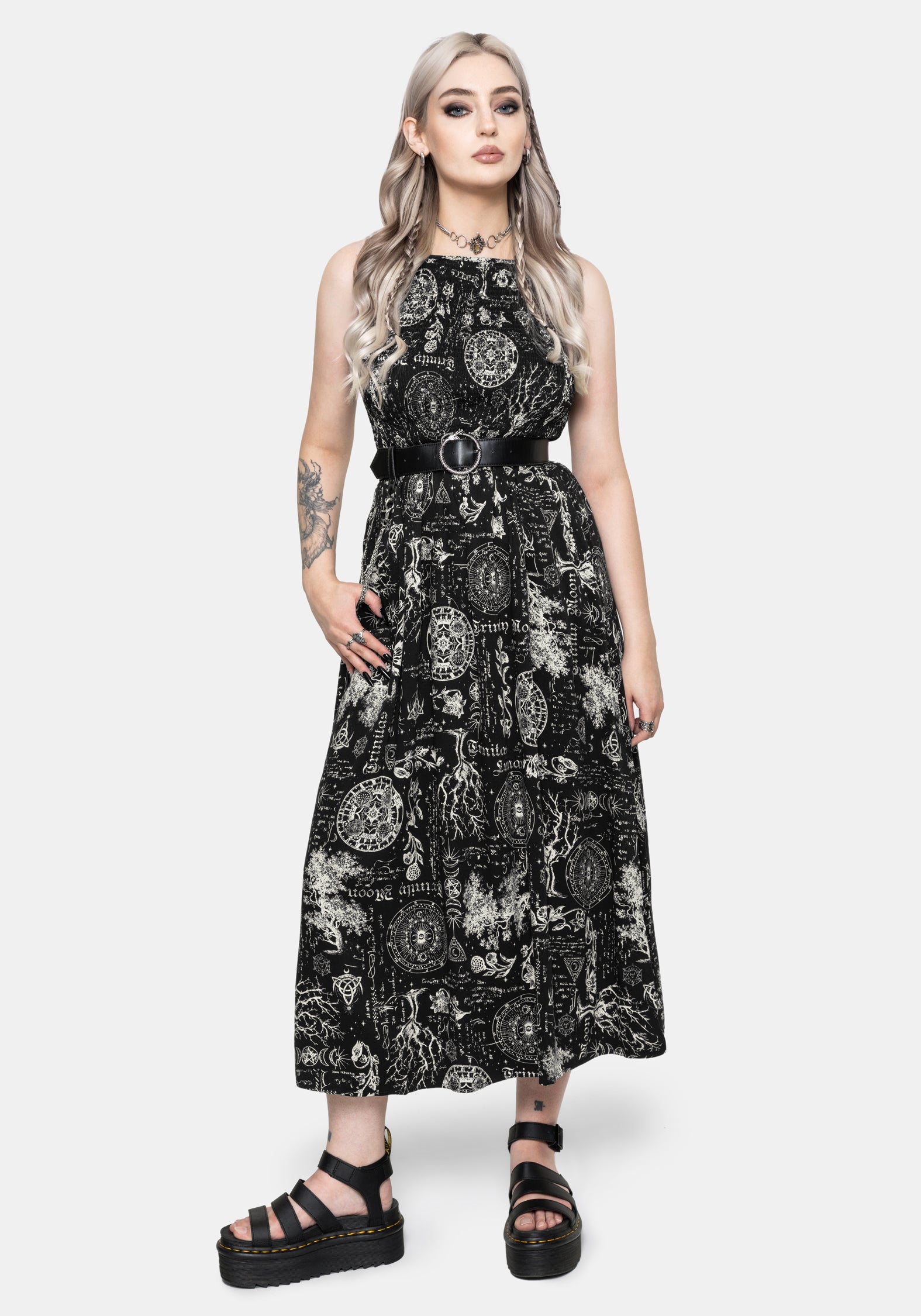 Trinity Mond Gerafft Rückenausschnitt Midi Kleid