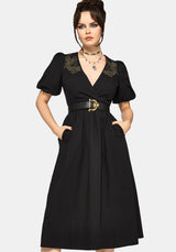 Fleux Phönix Bestickt Wickel Midi Kleid