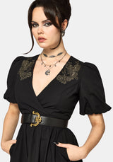 Fleux Phönix Bestickt Wickel Midi Kleid