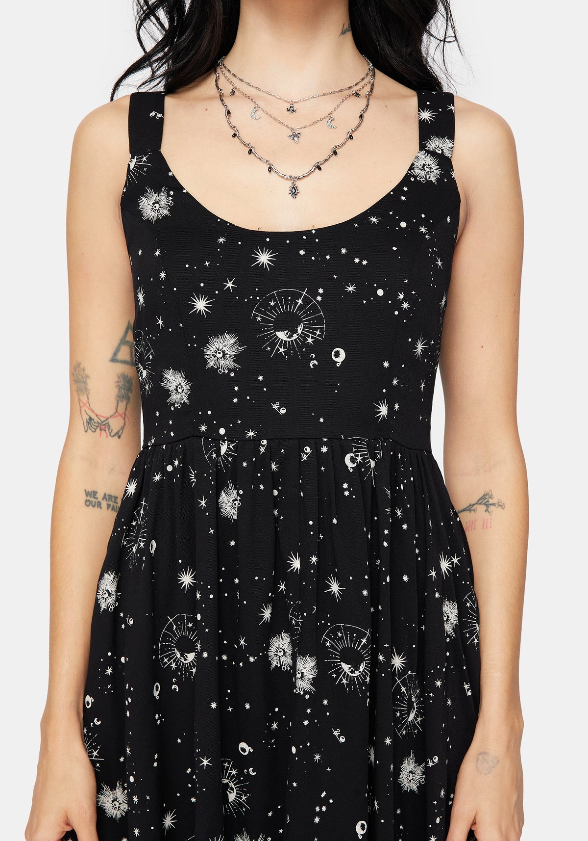 Comet Celestial Bedruckt Taschentuch Saum Mini Kleid
