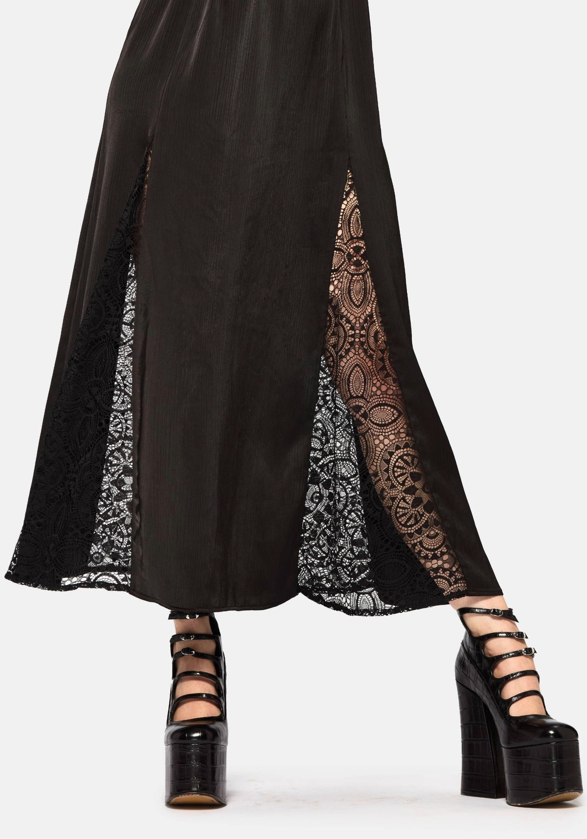Nite Spitze Godet Cami Maxi Kleid