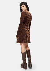 Sienna Devore Kapuze Rüschenkante Saum Mini Kleid